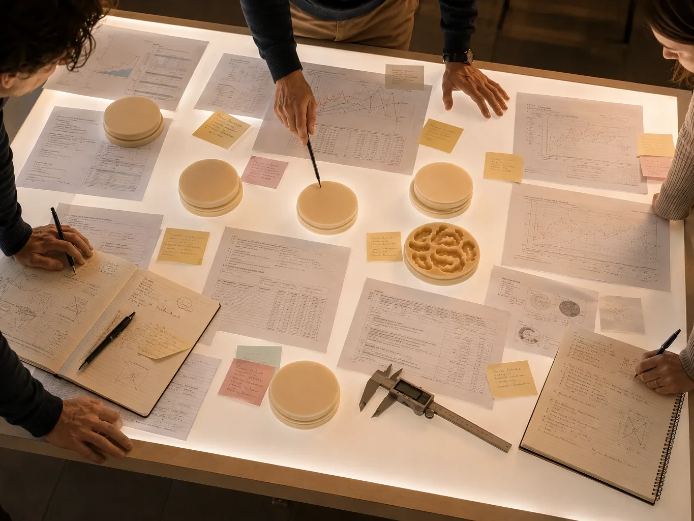 Technical team during the data quality analysis of zirconia discs